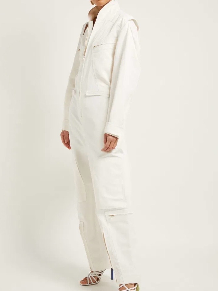 Stella Mccartney White Long-Sleeve Utility Jumpsuit